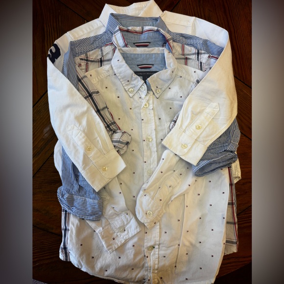 Tommy Hilfiger Kids Button Down Shirts - White Blue Red